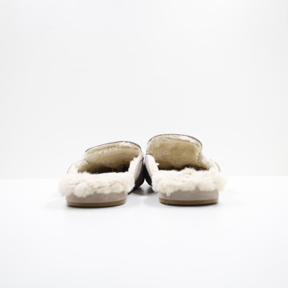 Birdies Phoebe Taupe Leather Faux-Fur Lined Lightweight Flat Mules - 9.5 - Picture 4 of 7
